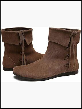 Medieval Suede Leather Ankle Boots Cosplay Renaissance SCA LARP Unisex Shoes